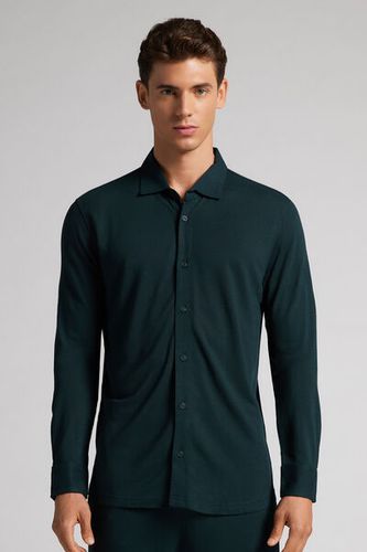Modal and Silk Piqué Shirt Man Green Size M - Intimissimi - Modalova
