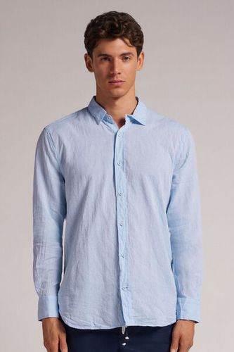 Linen and Cotton Shirt Man Light Blue Size L - Intimissimi - Modalova