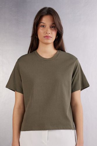 Boxy Fit Short Sleeve Top in Cotton Woman Brown Size M - Intimissimi - Modalova