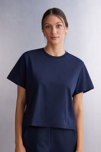 Boxy Fit Short Sleeve Top in Cotton Woman Blue Size S - Intimissimi - Modalova