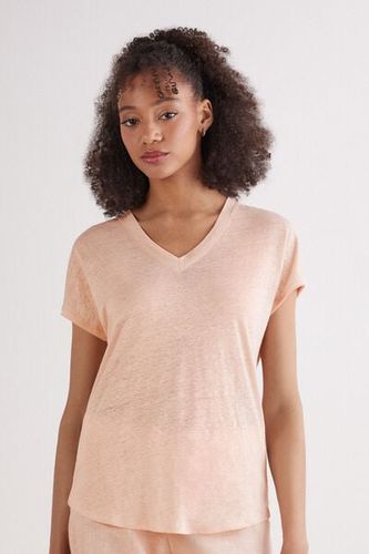 The Pure Linen Short Sleeve V-Neck Top - Intimissimi - Modalova