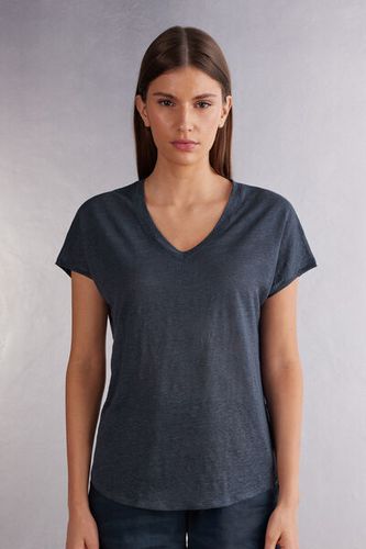 Linen V-Neck Short Sleeve Top Woman Size S - Intimissimi - Modalova