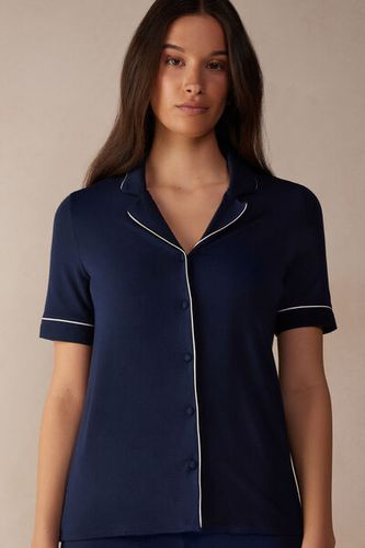 Short Sleeve Button Up Shirt in Modal Woman Blue Size L - Intimissimi - Modalova
