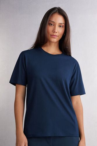 Superior Cotton Short Sleeve Top Woman Blue Size M/L - Intimissimi - Modalova