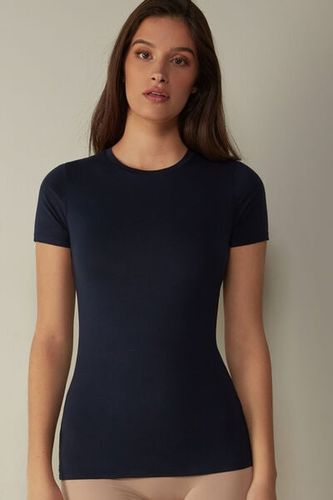Stretch Superior Cotton Short Sleeve Top Woman Blue - Intimissimi - Modalova