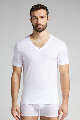 Premium Mercerized Cotton V-Neck T-Shirt Man White Size M - Intimissimi - Modalova