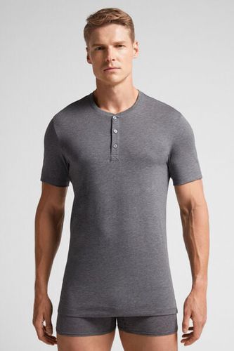 Superior Cotton Henley T-Shirt Man Dark Grey Size L - Intimissimi - Modalova