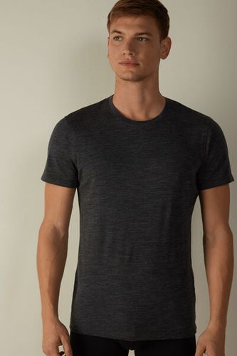 Stretch Merino Wool Short-Sleeve T-Shirt Man Dark Grey Size L - Intimissimi - Modalova
