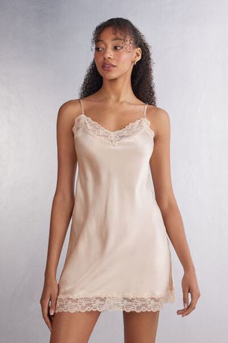 Silk Slip with Lace Insert Detail Woman Natural Size XS - Intimissimi - Modalova