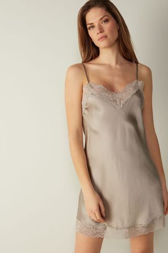 Silk Slip with Lace Insert Detail Woman Natural Size S - Intimissimi - Modalova