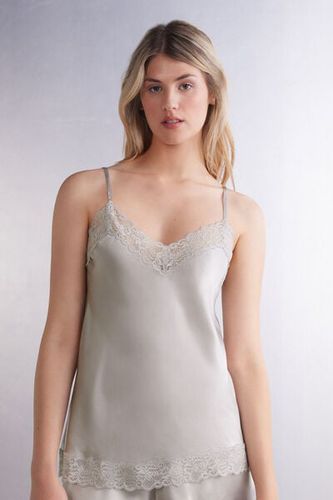 Lace and Silk Top Woman Pale Grey Size S - Intimissimi - Modalova