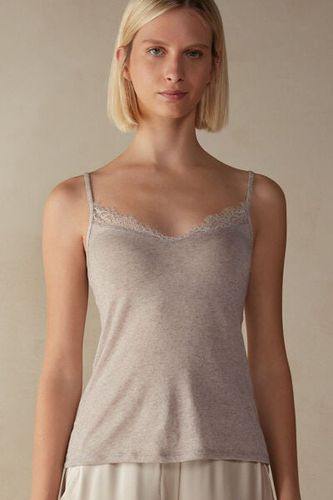 Modal Ultralight Cashmere Blend Top with Lace Woman Natural Size S - Intimissimi - Modalova