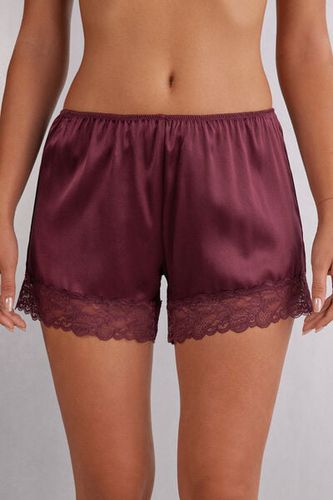 Lace Trim Silk Shorts Woman Burgundy Size S - Intimissimi - Modalova