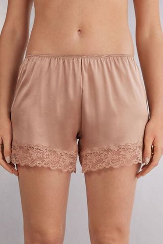 Lace Trim Silk Shorts Woman - Intimissimi - Modalova