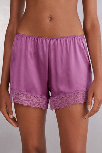 Lace Trim Silk Shorts Woman Pink Size S - Intimissimi - Modalova