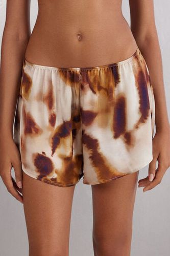 Sun Goes Down Viscose Satin High Waist Shorts Woman Brown Size S - Intimissimi - Modalova