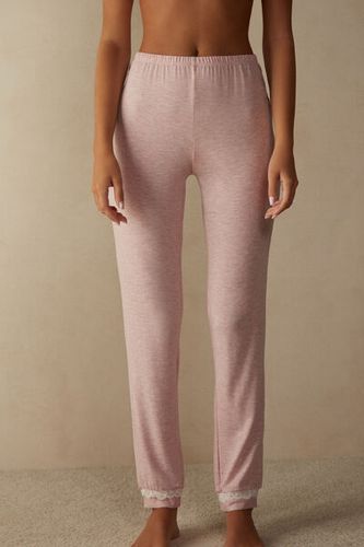 Long Modal Lace Detail Trousers Woman Pale Pink Size S - Intimissimi - Modalova