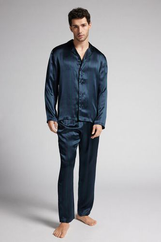 Striped Silk Full Length Pajamas Man Dark Grey Size M - Intimissimi - Modalova