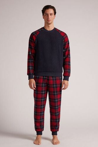 Red Tartan Polar Fleece Full Length Pajamas Man Blue Size S/M - Intimissimi - Modalova