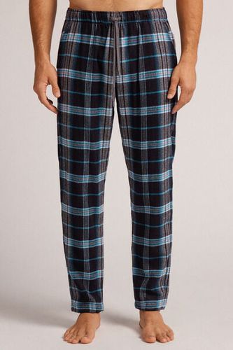 Black and Light Blue Check Print Brushed Cotton Cloth Pants Man Black Size S - Intimissimi - Modalova