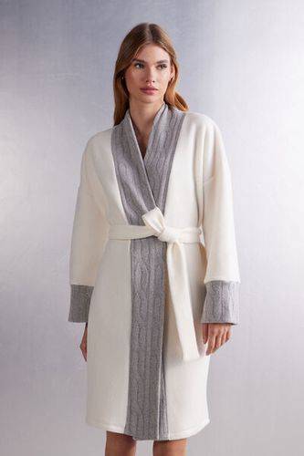 Soft Braid Fleece Robe Woman Grey Size S/M - Intimissimi - Modalova