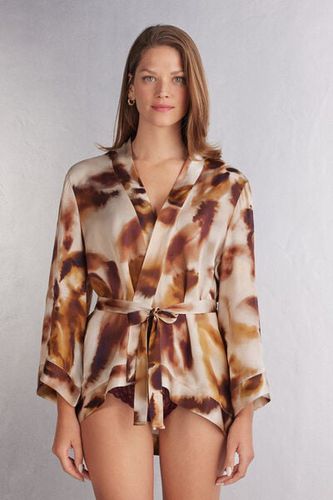 Sun Goes Down Viscose Satin Kimono Woman Brown Size S/M - Intimissimi - Modalova