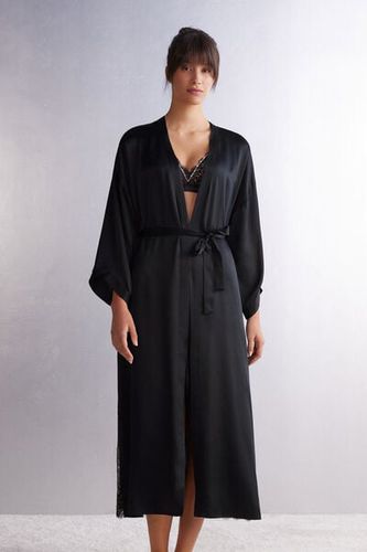 Living in Luxe Long Silk Robe Woman Black Size M/L - Intimissimi - Modalova
