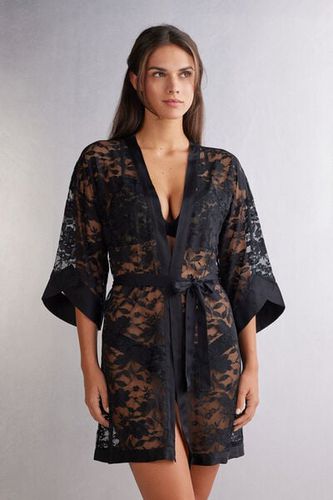 The Art of Romance Lace and Satin Kimono Woman Black Size M/L - Intimissimi - Modalova