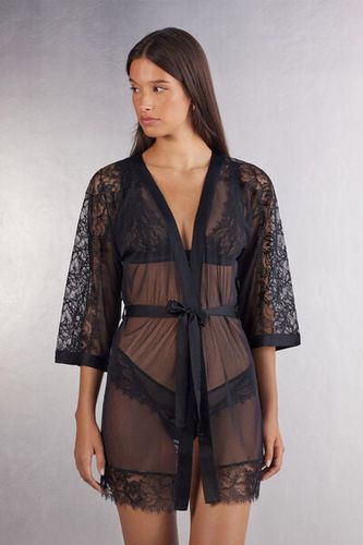 Her Beauty Lace and Tulle Robe Woman Black Size S/M - Intimissimi - Modalova