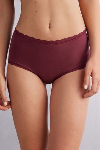 High Rise Cotton and Lace Hipsters Woman Burgundy Size 6 - Intimissimi - Modalova