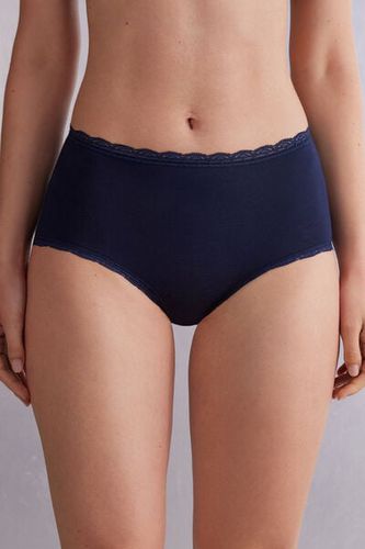 High Rise Cotton and Lace Hipsters Woman Blue Size 1 - Intimissimi - Modalova