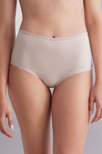 High Rise Cotton and Lace Hipsters Woman Natural Size 5 - Intimissimi - Modalova