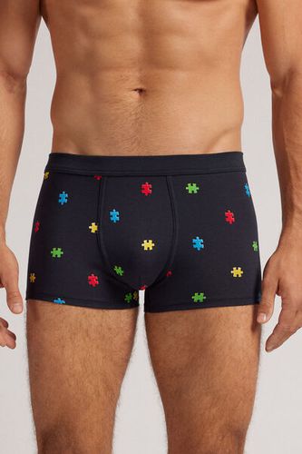 Puzzle Print Superior Cotton Boxers Man Black Size 3 - Intimissimi - Modalova