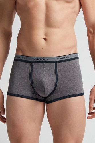Natural Fresh Cotton Boxers with Logo Man Dark Grey - Intimissimi - Modalova