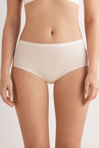 Microfiber and Lace High Rise Panties Woman Natural - Intimissimi - Modalova