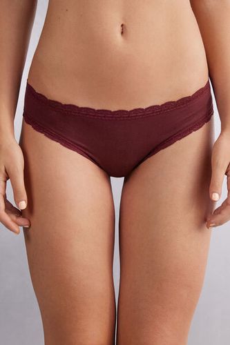 Cotton and Lace Panties Woman Burgundy Size 4 - Intimissimi - Modalova