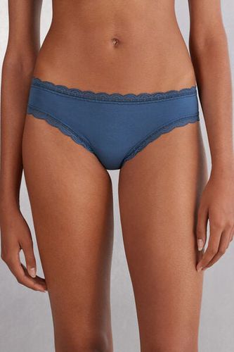 Cotton and Lace Panties Woman Blue Size 4 - Intimissimi - Modalova