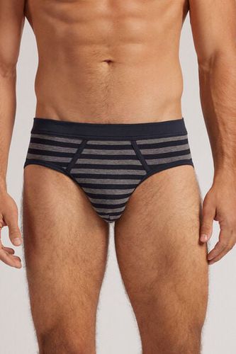 Blue Grey Stripe Print Superior Cotton Briefs Man Blue Size 6 - Intimissimi - Modalova