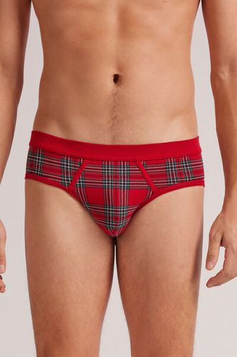 Christmas Tartan Print Superior Cotton Briefs Man Red Size 4 - Intimissimi - Modalova