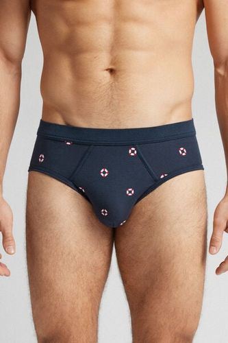 Lifesaver Print Natural Fresh Cotton Briefs Man Blue Size 5 - Intimissimi - Modalova