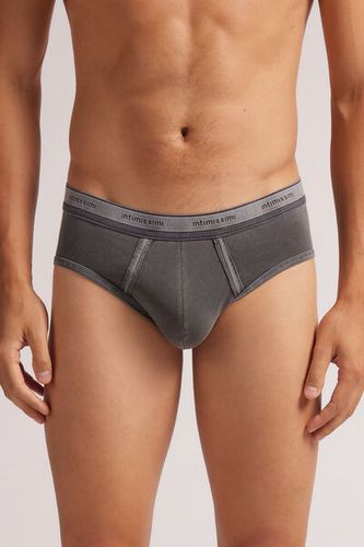 Stretch Superior Cotton Briefs Washed Collection Man Grey Size 7 - Intimissimi - Modalova