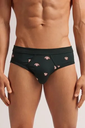 Chimpanzee Print Superior Cotton Briefs Man Green Size 6 - Intimissimi - Modalova