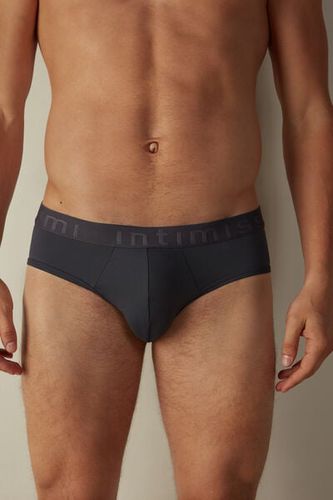 Microfiber Briefs with Logo Detail Man Grey Size 6 - Intimissimi - Modalova