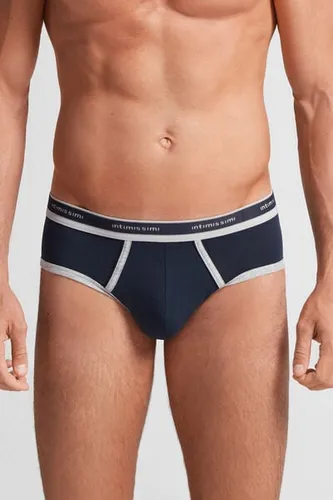 Natural Fresh Cotton Briefs with Logo Man Blue Size 7 - Intimissimi - Modalova