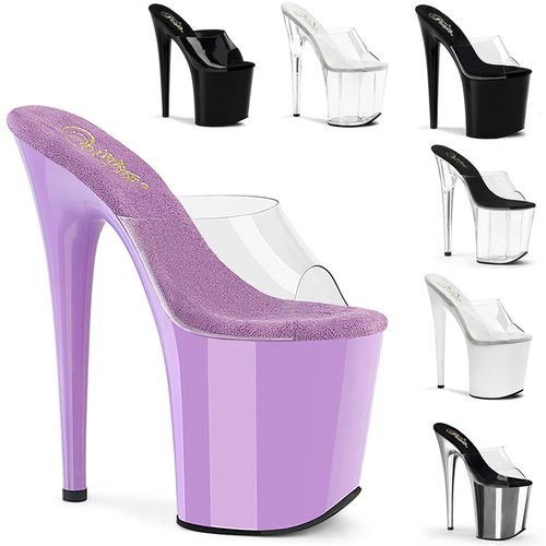 Sandales Vertigineuses à Brides Transparentes - Pointure : 46 - Couleur : Argent chromé - Pleaser - Modalova