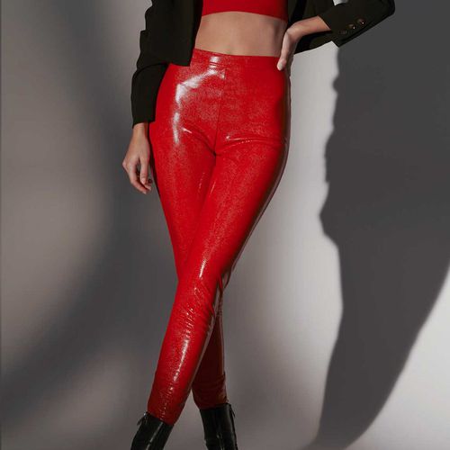 Pantalon vinyle rouge aspect reptile - Taille : XS 34 - Mode Patrice Catanzaro - Modalova