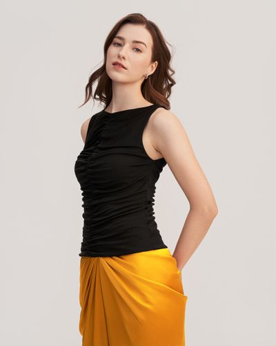 LILYSILK T Shirt Soie 100 Soie Sans Manches Devant Plissé Coupe Ajustée M - LILYSILK - Modalova