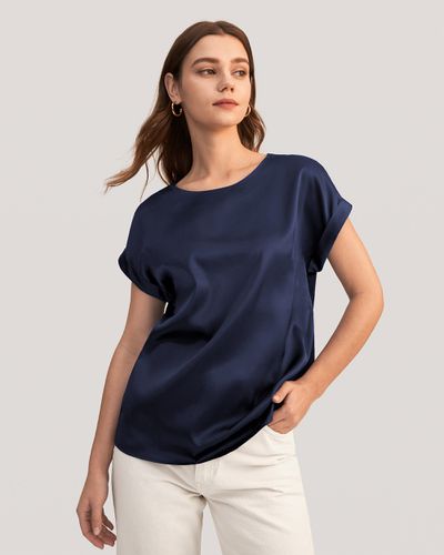 LILYSILK Tee Shirt En Soie Col Rond, Manches Courtes Soie Extensible De Qualité Régulation De La Température T-Shirt - LILYSILK - Modalova