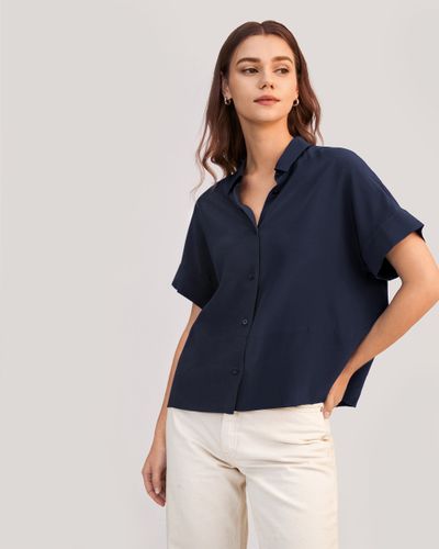 LILYSILK Tee Shirt En Soie Manches Courtes, Bouton Classique 100% Soie De Mûrier Léger Et Respirant Chemises L - LILYSILK - Modalova