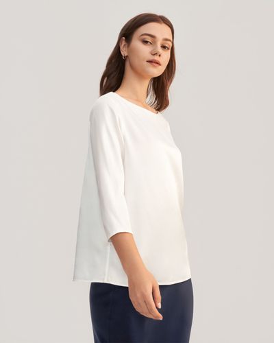 LILYSILK Blouse En Soie À Col Bateau Et Manches 3/4 S - LILYSILK - Modalova